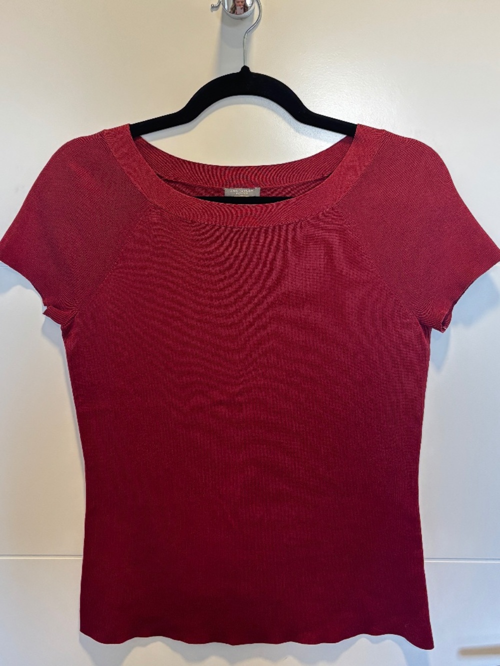 Ann Taylor Petites Red Short Sleeve Knit Top Size MP